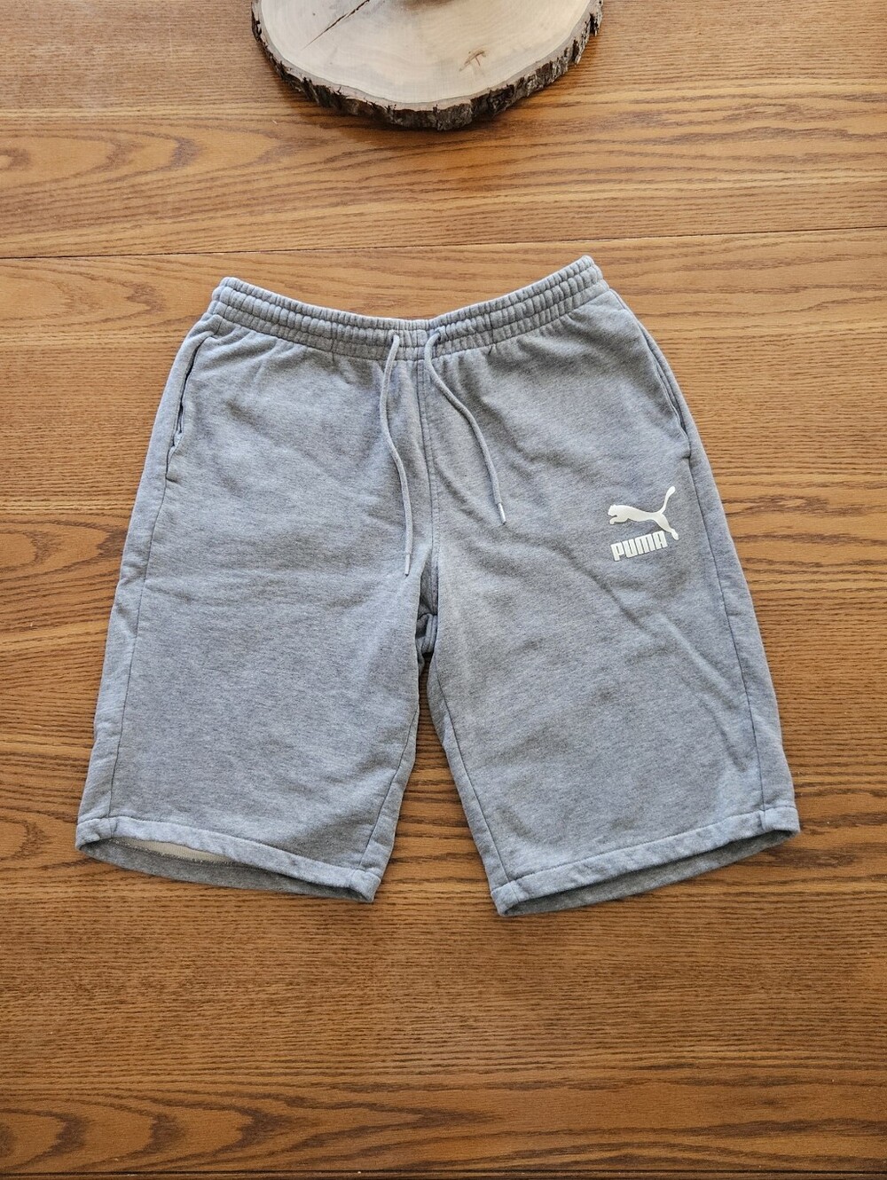 Puma Classics Sweat Shorts Grey Heather Cotton French Terry Mens Medium